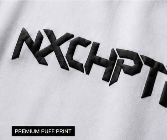 NXCHPTR Premium Puff Print Oversized T-Shirt – White Edition