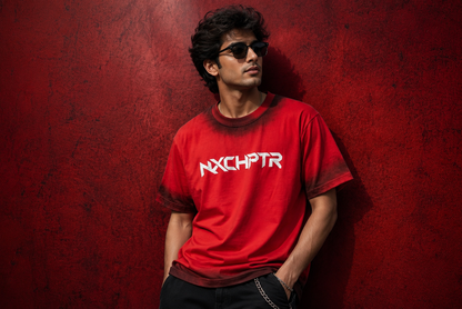 NXCHPTR Premium Red Puff Print Oversized T-Shirt