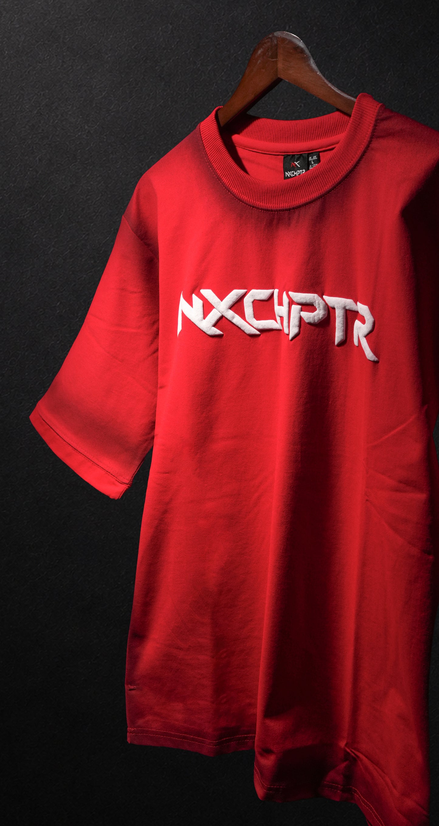 NXCHPTR Premium Red Puff Print Oversized T-Shirt