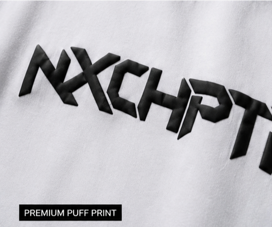 NXCHPTR Premium Puff Print Oversized T-Shirt – White Edition