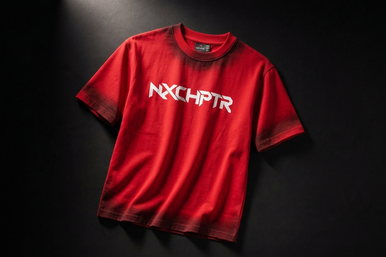 NXCHPTR Premium Red Puff Print Oversized T-Shirt