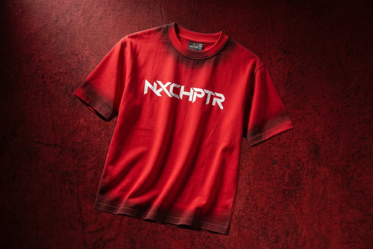 NXCHPTR Premium Red Puff Print Oversized T-Shirt